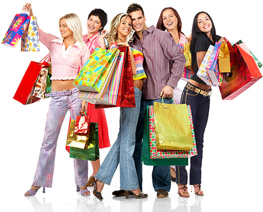People holding shopping bags